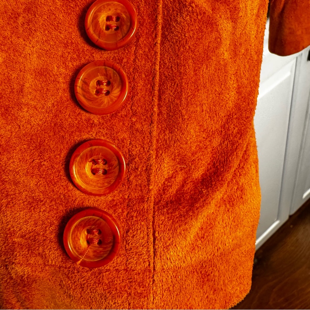 Christopher & Banks 100% Suede Leather Orange‎ Jacket.  Size Large - Picture 6 of 11